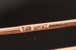 a brooch, gold, 56 standart, 4.00 g., the item's dimensions 4.5 x 0.8 cm, peridots (?), 1908-1916, R...