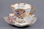 tea pair, Flower motif, porcelain, M.S. Kuznetsov manufactory, Russia, the border of the 19th and th...