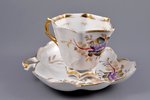 tējas pāris, Ziedu motīvs, porcelāns, M.S. Kuzņecova rūpnīca, Krievijas impērija, 19. un 20. gadsimt...