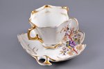 tea pair, Flower motif, porcelain, M.S. Kuznetsov manufactory, Russia, the border of the 19th and th...