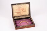 pocket watch box, "Perret & Fils", wood, nacre, 12.7 x 10 x 3.2 cm, for watch diameter 5.1 cm...