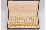 set of mocca spoons, silver, 12 pcs, 114.10 g, enamel, gilding, 9.4 cm, the 20th cent., Denmark, in...