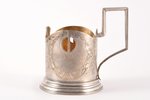 tea glass-holder, silver, 84 standart, gilding, engraving, 1908-1916, 94.20 g, Vasiliy Ivanov factor...