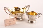 set: candy-bowl, sauce-boat, silver, Art Nouveau, 84 standart, gilding, 1908-1916, (total) 477.30 g,...