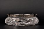 ashtray, silver, crystal, 875 standart, the 20-30ties of 20th cent., Latvia, Ø 15 cm, h 4.5 cm...