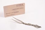 fruit fork, silver, 875 standard, 10.00 g, 11.4 cm, by Ludwig Rozentahl, the 30ties of 20th cent., R...