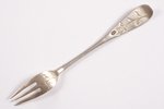 lemon fork, silver, 84 standard, 9.60 g, engraving, 11 cm, 1899-1908, Moscow, Russia...