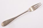 lemon fork, silver, 84 standard, 9.60 g, engraving, 11 cm, 1899-1908, Moscow, Russia...
