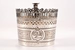 tea glass-holder, silver, 84 standart, engraving, 1872, 101.90 g, Moscow, Russia, Ø 6.3 cm, h (with...