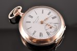 карманные часы, с кожаным футляром, "Perret & Fils", Швейцария, рубеж 19-го и 20-го веков, серебро,...