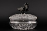 candy-bowl, "a Grouse", crystal, h 14.5, Ø 15.5 cm...