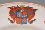 plate, coat of arms of the noble Orlov family, porcelain, A. Popov manufactory, Russia, the middle o...
