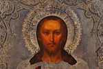 icon, Jesus Christ Pantocrator, in icon case, board, silver, painting, 84 standard, Russia, 1886, 26...