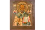 ikona, Svētais Nikolajs Brīnumdarītājs, gleznota uz zelta, dēlis, gleznojums, zeltījums, Krievijas i...