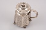 mug, silver, 84 standart, engraving, 1864, 349.85 g, Moscow, Russia, h (with a lid) 17 cm...