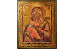 icon, Our Lady of Vladimir, board, painting, gold leafy, Russia, the beginning of the 20th cent., 26...
