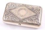 cigarette case, silver, 84 standard, 146.80 g, engraving, niello enamel, 10.5 x 6.5 x 2 cm, 1883, Mo...