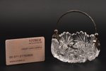 sugar-bowl, silver, crystal, 875 standart, the 20ties of 20th cent., Latvia, Ø 9.8 см, h (with handl...