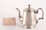 small teapot, silver, 84 standart, engraving, gilding, 1899-1908, 480.65 g, by Mikhail Tarasov, Mosc...