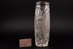 ваза, серебро, хрусталь, 875 проба, h 29 см, 30-е годы 20го века, Латвия...
