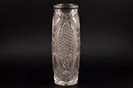 ваза, серебро, хрусталь, 875 проба, h 29 см, 30-е годы 20го века, Латвия...