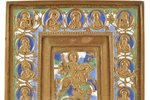 икона, Святой великомученик Георгий Победоносец, Чудо Георгия о змие, медный сплав, литьё, 4-цветная...