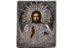 icon, Jesus Christ Pantocrator, in icon case, board, silver, painting, 84 standard, Russia, 1840, 13...