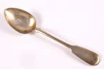 teaspoon, silver, 84 standard, 26.40 g, engraving, 14.7 cm, Ivan Khlebnikov factory, 1908-1916, Mosc...