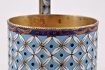 tea glass-holder, silver, inscription: "Moscow", 916 standart, cloisonne enamel, gilding, 1955, 193....