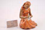 figurine, Embroiderer, ceramics, USSR, Gzhel, the 50ies of 20th cent., 19 cm...