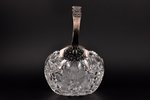 candy-bowl, silver, crystal, 875 standart, the 20ties of 20th cent., Latvia, 27.5 x 16 см, h 24.5 cm...