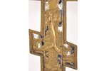 крест, Распятие Христово, бронза, 2-цветная эмаль, Российская империя, 19-й век, 36.6 x 18.7 x 0.5 с...