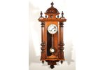 настенные часы, "Le Roi a Paris", Германия, начало 20-го века, дерево, 95x39x18 см, Ø 145 мм, в рабо...