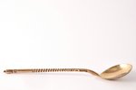 set of 6 teaspoons, silver, 84 standart, gilding, engraving, 1877, 80.00 g, Moscow, Russia, 12.6 cm...