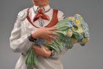 figurine, The Girl in  Folk Costume, porcelain, Riga (Latvia), USSR, Riga Ceramics Factory, handpain...