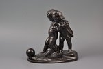 figurine, Children, lizzard and a ball, ceramics, Lithuania, USSR, Kaunas industrial complex "Daile"...