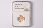 5 dollars, 1990, American Eagle, gold, USA, 3.39 g, Ø 16.5 mm, MS 68...