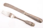 вилка, нож, серебро, 84 проба, 111.40 г, 16.8 + 20.5 см, Арнд Иоганн Хеллвиг, 1818-1864 г., С.- Пете...