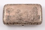 cigarette case, silver, 84 standard, 123.60 g, niello enamel, gilding, 10.6 x 5.9 x 2.6 cm, 1855-188...