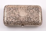 cigarette case, silver, 84 standard, 123.60 g, niello enamel, gilding, 10.6 x 5.9 x 2.6 cm, 1855-188...