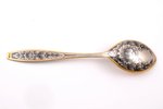 spoon, silver, 875 standard, 59.95 g, niello enamel, gilding, 19.7 cm, artel "Severnaya Chern", 1975...