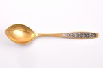 spoon, silver, 875 standard, 59.95 g, niello enamel, gilding, 19.7 cm, artel "Severnaya Chern", 1975...