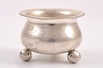 saltcellar, silver, 84 standard, 16.25 g, engraving, Ø 3.9 cm, h = 2.8 cm, by Ilya Shchetinin, 1894,...