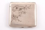 cigarette case, silver, 84 standard, 126.95 g, engraving, gilding, 8.7 x 8.1 x 1.5 cm, by Konstantin...