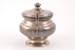 sugar-bowl, silver, 84 standart, engraving, 1875, 239.85 g, Moscow, Russia, h (with a lid) 11.5 cm...