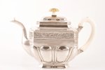 чайник, серебро, детали из слоновой кости, 84 проба, 524.70 г, 15 x 22.5 x 9 см, 1838 г., Москва, Ро...