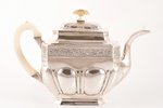 чайник, серебро, детали из слоновой кости, 84 проба, 524.70 г, 15 x 22.5 x 9 см, 1838 г., Москва, Ро...