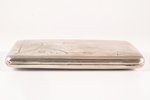 портсигар, серебро, 84 проба, 172.35 г, штихельная резьба, 11.1 x 8.2 x 1.4 см, 1908-1916 г., Москва...