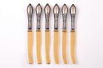set of 6 fruit knives, silver, metal, 875 standart, gilding, the 30ties of 20th cent., 163 g, (total...