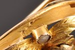 broša, zelts, 585 prove, izstrādājuma izmērs 3.9 x 2.9 cm, granāts (centrālais akmens), 19. un 20. g...